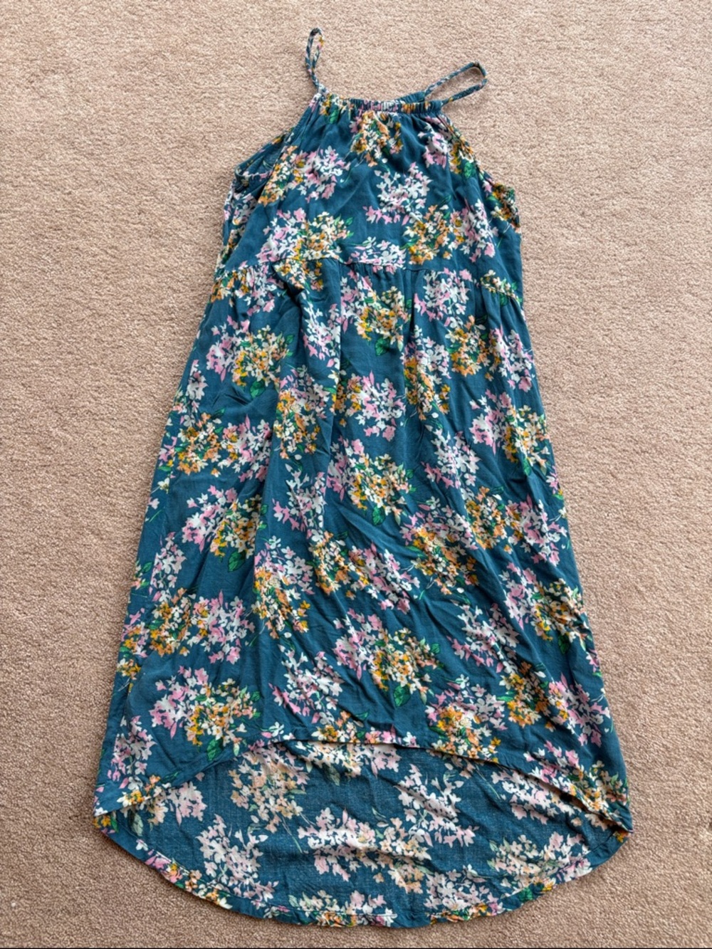 Old Navy Teal Floral Halter High-Lo Dress